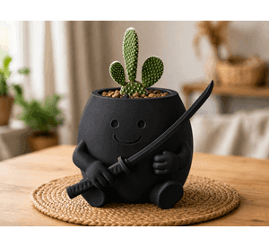 Macetero Decorativo Hogar- Forma Samurái 16 cm Negro