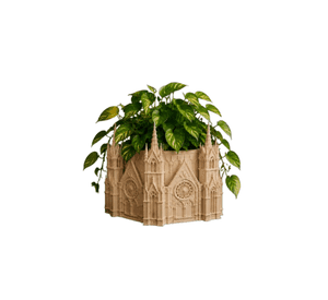 Macetero Decorativo Hogar- Forma Catedral 13 cm Beige