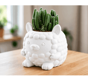 Macetero Decorativo Hogar- Forma Llamita 15 cm Blanco