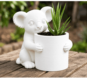 Macetero Decorativo Hogar- Forma Koala 17 cm Blanco