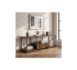 Rack TV Aurelio 140 Cm 2 Cajones Y Estantes Marco Metálico Marrón Y Negro DSG06408R