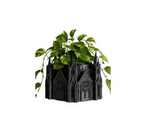 Macetero Decorativo Hogar- Forma Catedral 13 cm Negro