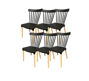 Pack 6 Sillas de Comedor Windsor N rdica de Polipropileno con Patas de Madera