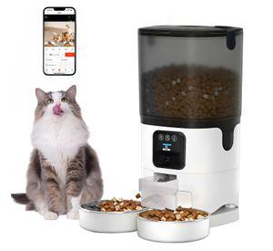 Dispensador Alimento Automatico Mascota Camara 1080p Wifi 7l Blanco