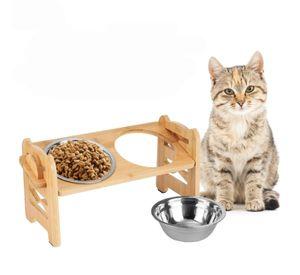 2 En 1 Comedero Bebedero Ajustable Para Mascotas Perro Gato