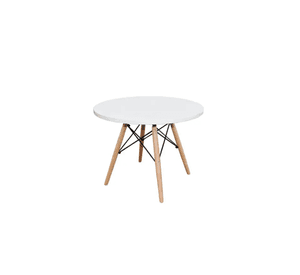 Mesa Para Niños Redonda Pequeña Blanca con Patas de Madera Estilo Eames