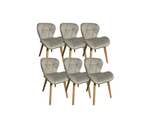 Pack 6 Sillas de Comedor Mariposa Tapizada en Felpa Terciopelo Nordico con patas de madera
