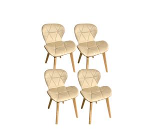 Pack 4 Sillas de Comedor Mariposa Tapizada en Felpa Terciopelo Nordico con patas de madera