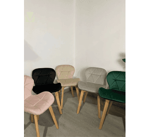 Pack 4 Sillas de Comedor Mariposa Tapizada en Felpa Terciopelo Nordico con patas de madera