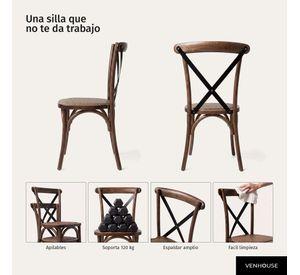Silla Comedor Bistr Madera Rat n Apilable Crossback Nogal