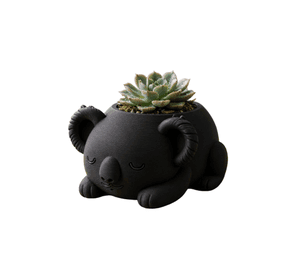 Macetero Decorativo Hogar- Koala Durmiente 10 cm Negro