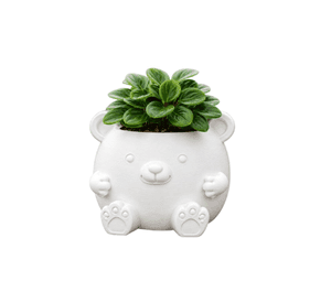 Macetero Decorativo Hogar- Forma Osito 16 cm Blanco