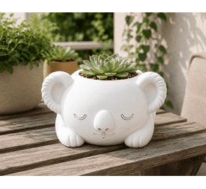 Macetero Decorativo Hogar- Koala Durmiente 10 cm Blanco