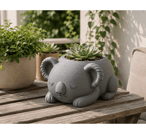 Macetero Decorativo Hogar- Koala Durmiente 10 cm Gris