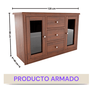 Buffet Berlin Madera Nogal Vidrio