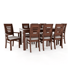 Juego de Comedor Roma 8 Sillas incluye 2 sitiales Nogal Mesa 1.8 Rectangular Madera