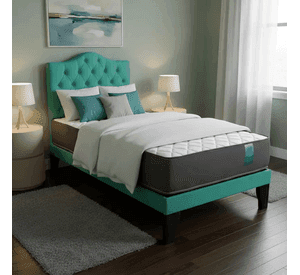 Cama 1,5 Plazas Ovalada 105X190cm + Respaldo Turqueza + Colchon Flobal