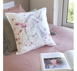 FUNDA COJÍN ALGODÓN UNICORNIO 45X45