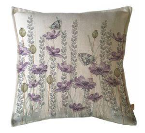 FUNDA COJÍN MARISA JARDÍN SILVESTRE LILA Y HOJITAS 45X45