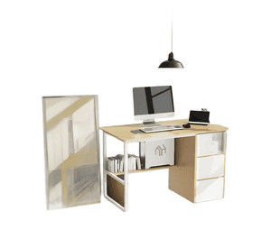 Escritorio pata metal oficina cajon 100x50x74cm