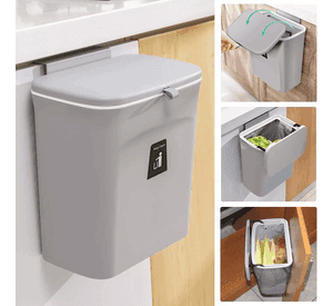 Cubo De Basura Colgante Con Soporte De Gabinete De 9 Litros Basurero Con Tapa Para Cocina U Oficina
