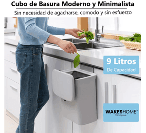 Cubo De Basura Colgante Con Soporte De Gabinete De 9 Litros Basurero Con Tapa Para Cocina U Oficina