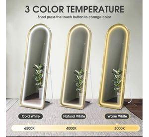 Espejo LED De Pedestal Dorado
