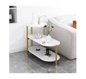Mesa Lateral Mármol Blanco Dorado
