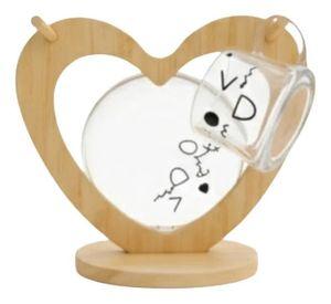 Juego Vajilla Tazas Café Soporte Bambú Diseño Corazón Jhn