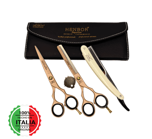 Kit Tijera Profesional Henbor Microdentada 6 Esculpidora Navaja Cl sica y Estuche