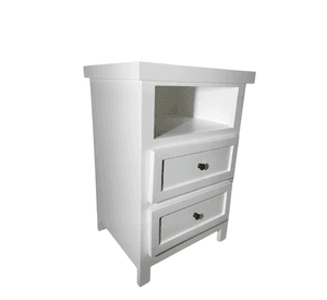 VELADOR DORMITORIO LIBRERO VICENZA 2 CAJONES BLANCO RUSTICO