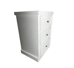 VELADOR DORMITORIO CATANIA 3 CAJONES BLANCO RUSTICO