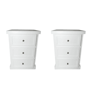 SET VELADORES DORMITORIO CATANIA 3 CAJONES BLANCO RUSTICO