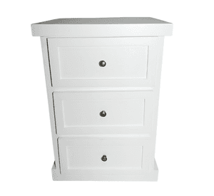 SET VELADORES DORMITORIO CATANIA 3 CAJONES BLANCO RUSTICO