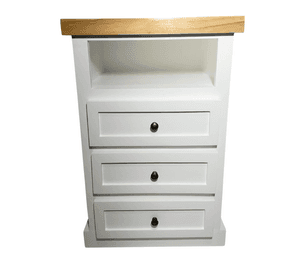 VELADOR DORMITORIO LIBRERO FERRARA 3 CAJONES BLANCO MADERA