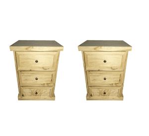 SET VELADORES DORMITORIO CATANIA 3 CAJONES MADERA NATURAL