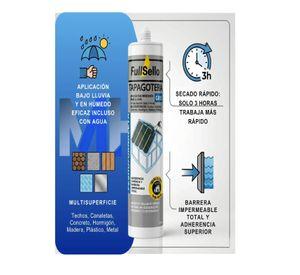 Pack 6 Sellador Tapagotera Profesional Fullsello Pega Mojado Gris Oscuro