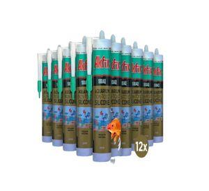 Pack 12 Silicona Acuarios Akfix 100aq No Toxica Peces Pro