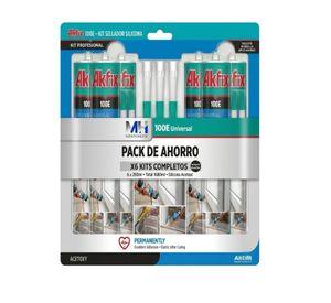 Pack 6 Silicona Universal Antibacteriana Akfix 100e 280ml