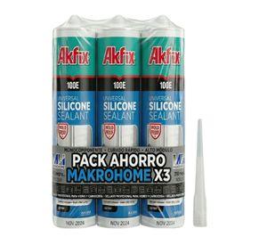 3 Unid Silicona Blanca Anti hongos Akfix 100e Profesional