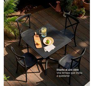 Mesas Cocina Comedor Terraza Exterior Cuadrada 80x80 Restaurante Bar Kross Negra