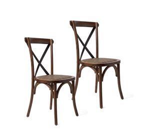 Pack 2 Sillas Comedor Bistr Madera Rat n Apilables Crossback Nogal