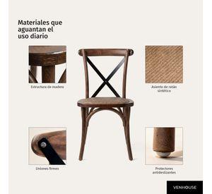 Pack 2 Sillas Comedor Bistr Madera Rat n Apilables Crossback Nogal