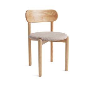 Silla Para Comedor Cocina Madera Tapizada Moderna Respaldo Porto Greige