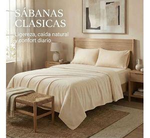 Juego De Sabanas Crema 2 Plazas 4 Piezas 044 Versátil