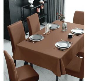 Mantel Rectangular 1.5x2.3 Mas 6 Fundas De Sillas W.m G Z Café Liso