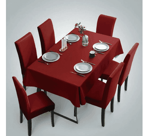 Mantel Rectangular 1.5x2.3 Mas 6 Fundas De Sillas W.m G Z Burdeo Liso