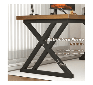 Escritorio oficina 140cm estructura metálica grueso 30mm #7