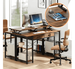 Escritorio 120x50x86cm con repisa ganchos puerto USB #2