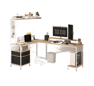 Escritorio homeoffice esquinero convertible con estantería